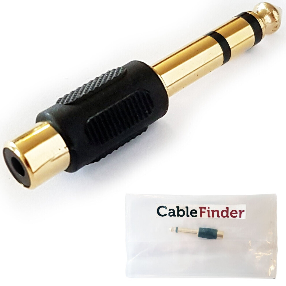 Loops 6.35Mm 1/4" Stereo Male Plug To Rca Phono Female Socket Adapter Mono Converter