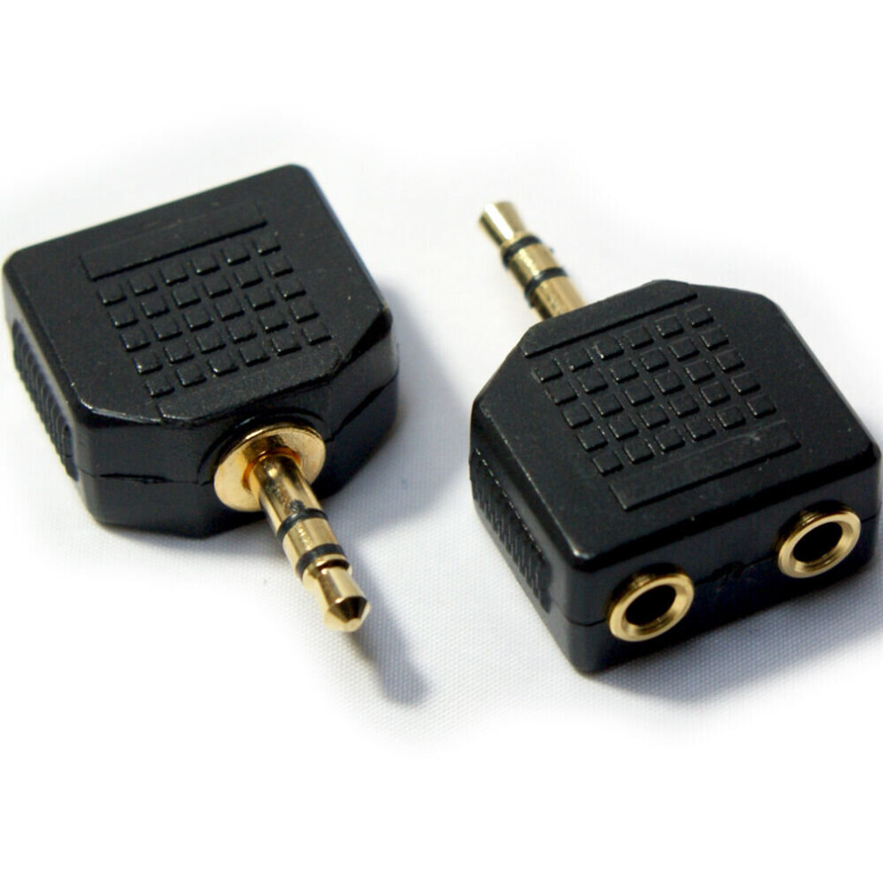 3.5mm Stereo Splitter Adapter 2x Dual/Twin Female Headphones Y Split AUX Audio