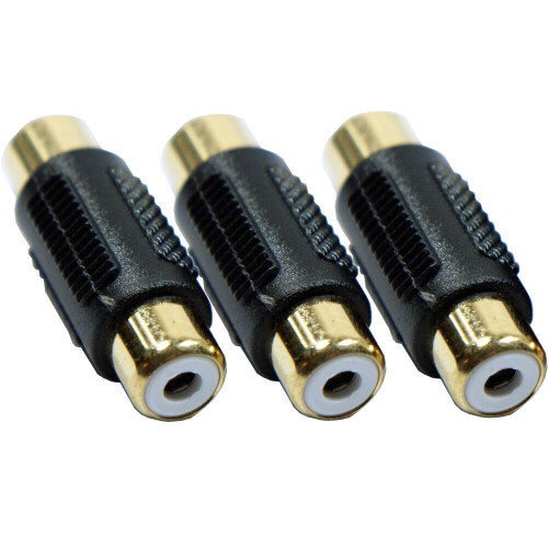 Loops 3 RCA PHONO Coupler Female To Socket Audio Adapter Connector Gender Changer
