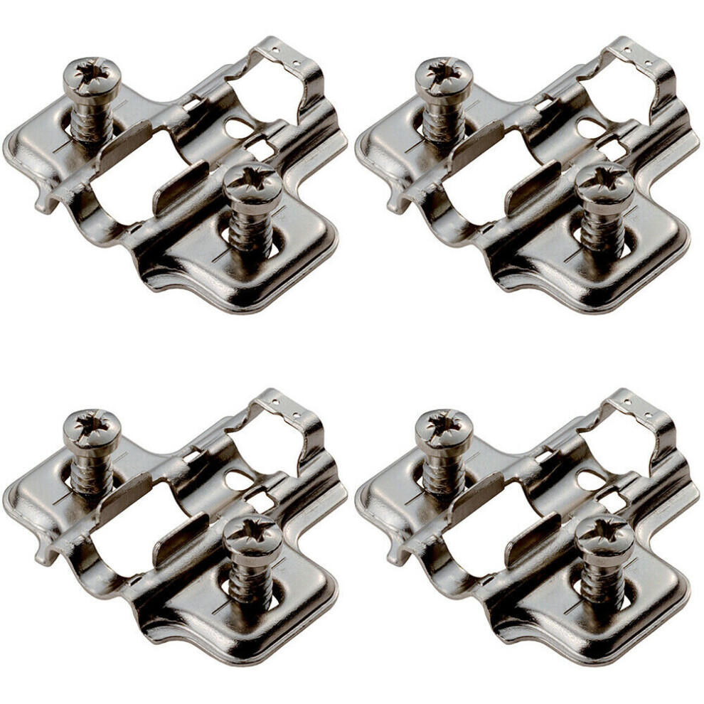 4x 2mm Mounting Plate for Soft Close Hinges with Euro Screw Bright Zinc Plated