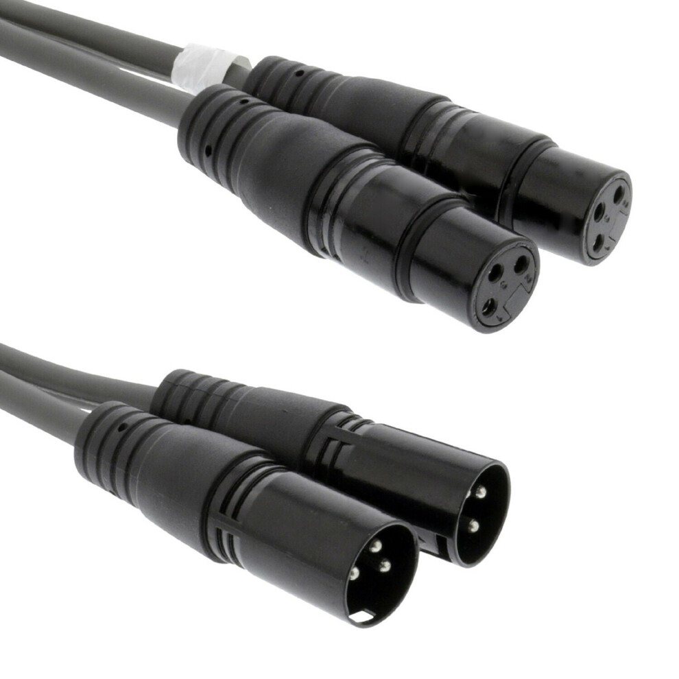 Loops 1.5M Twin 3 Pin Xlr Male Plug To 2X Xlr Female Socket Cable Audio Mic Mixer Amp