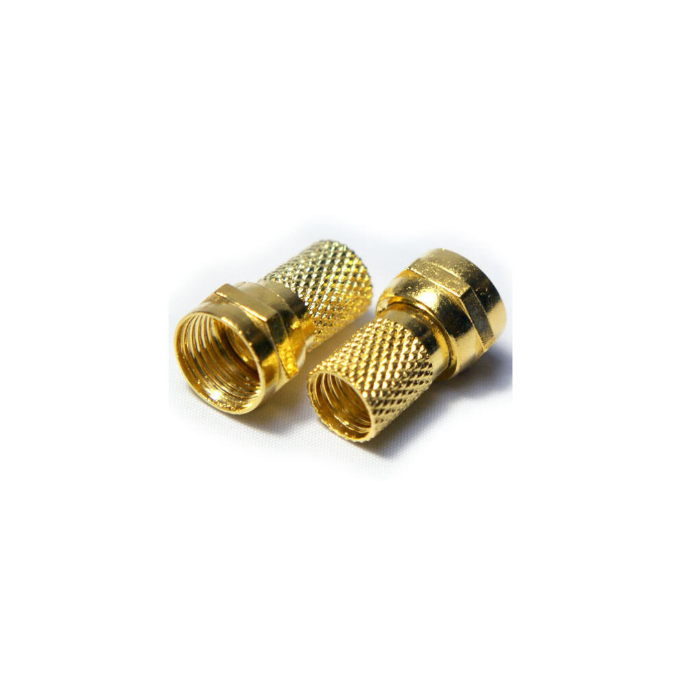 Loops 10x QUALITY GOLD F-Connector 6.4mm Coaxial RG6 Plug - Screw/Twist On F-Type Cable Ends - Male Sky Virgin Satellite/Aerial Coax Jack