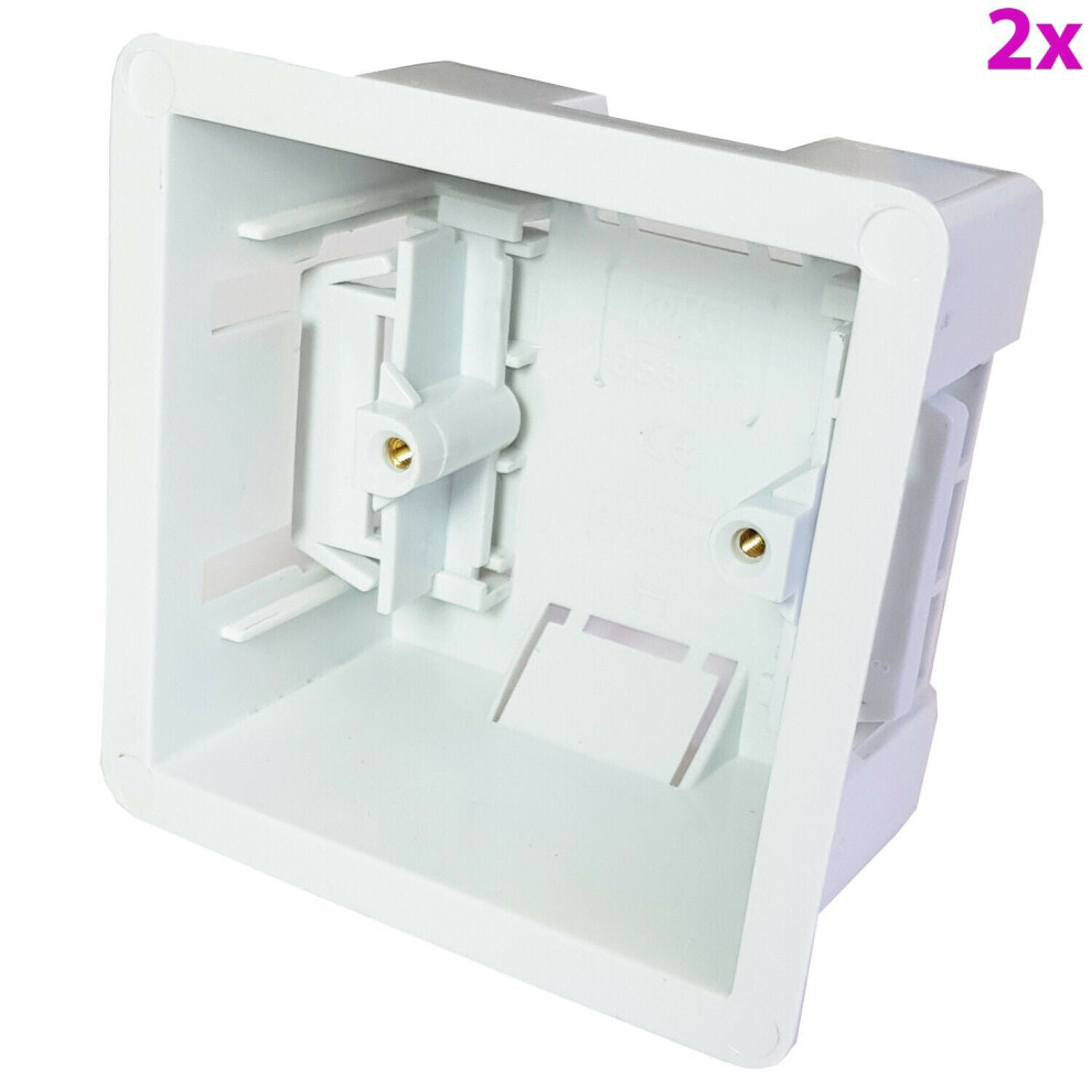 2x 47mm Deep Plasterboard Back Box Single Dry Lining Wall Flush Mount Pattress