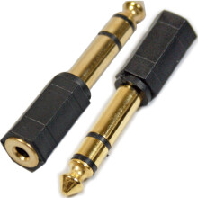 GOLD 6.35mm to 3.5mm AUX Male to Female Adapter - Gold-Plated Stereo Headphone Converter AB9029