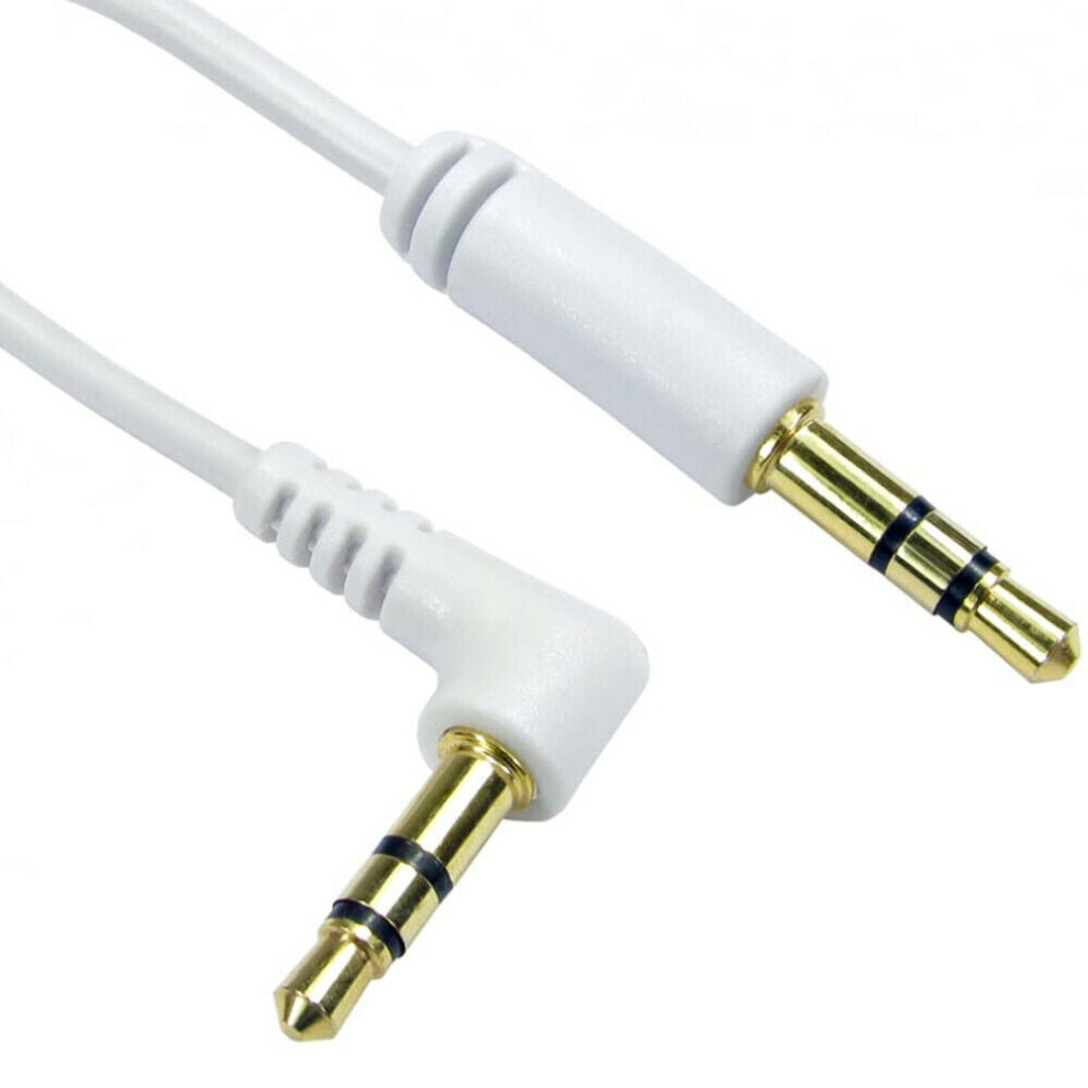 3m 3.5mm Male to Car AUX Plug Stereo White Cable Right Angled 90 Deg Straight