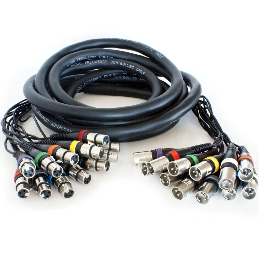5m 12 Way XLR Male to Female Loom Cable Microphone Stage Snake Multicore Lead