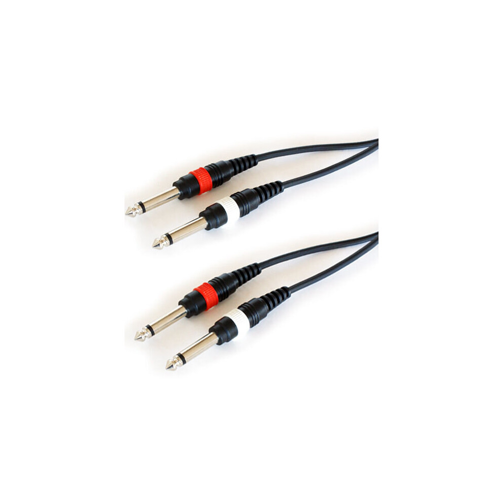 PRO 0.3m Dual 6.35mm Mono Jack Plug Cable 2x 1/4" Male Guitar Microphone Patch