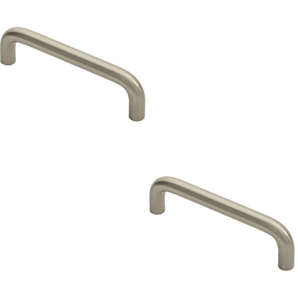 Loops 2X Round D Bar Cabinet Pull Handle 106 X 10Mm 96Mm Fixing Centres Satin Nickel