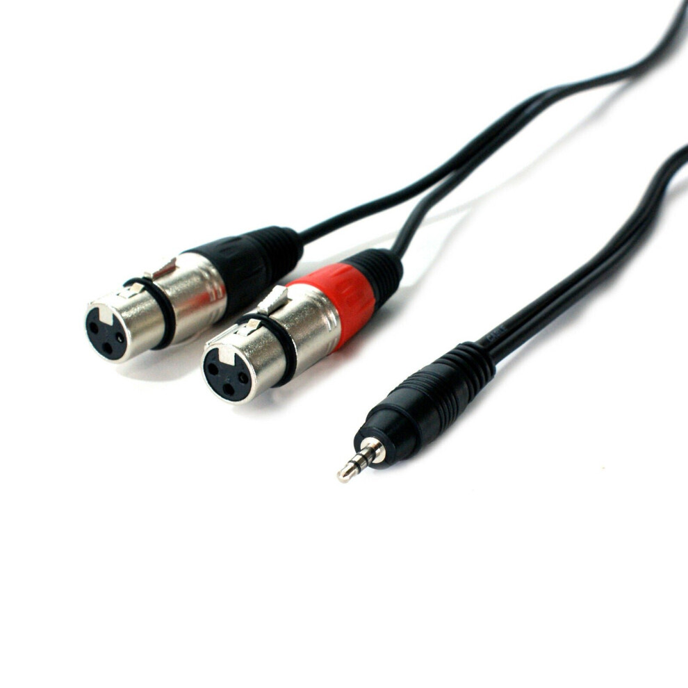 3m 3.5mm Stereo Jack Plug to 2x XLR Female Splitter Cable Lead Laptop Mixer Amp