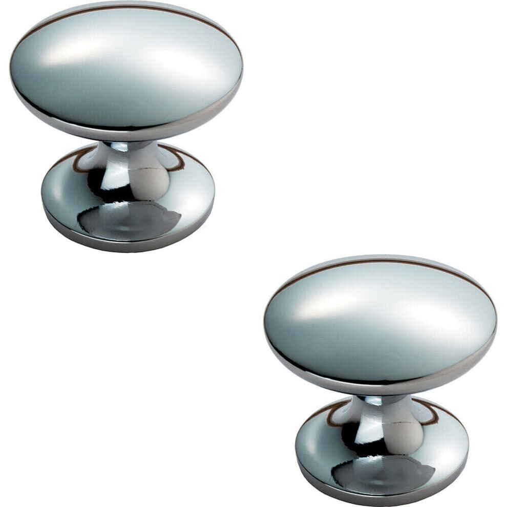 2X Fingertip Cabinet Door Knob 30Mm Diameter Polished Chrome Cupboard Handle 5056492585520