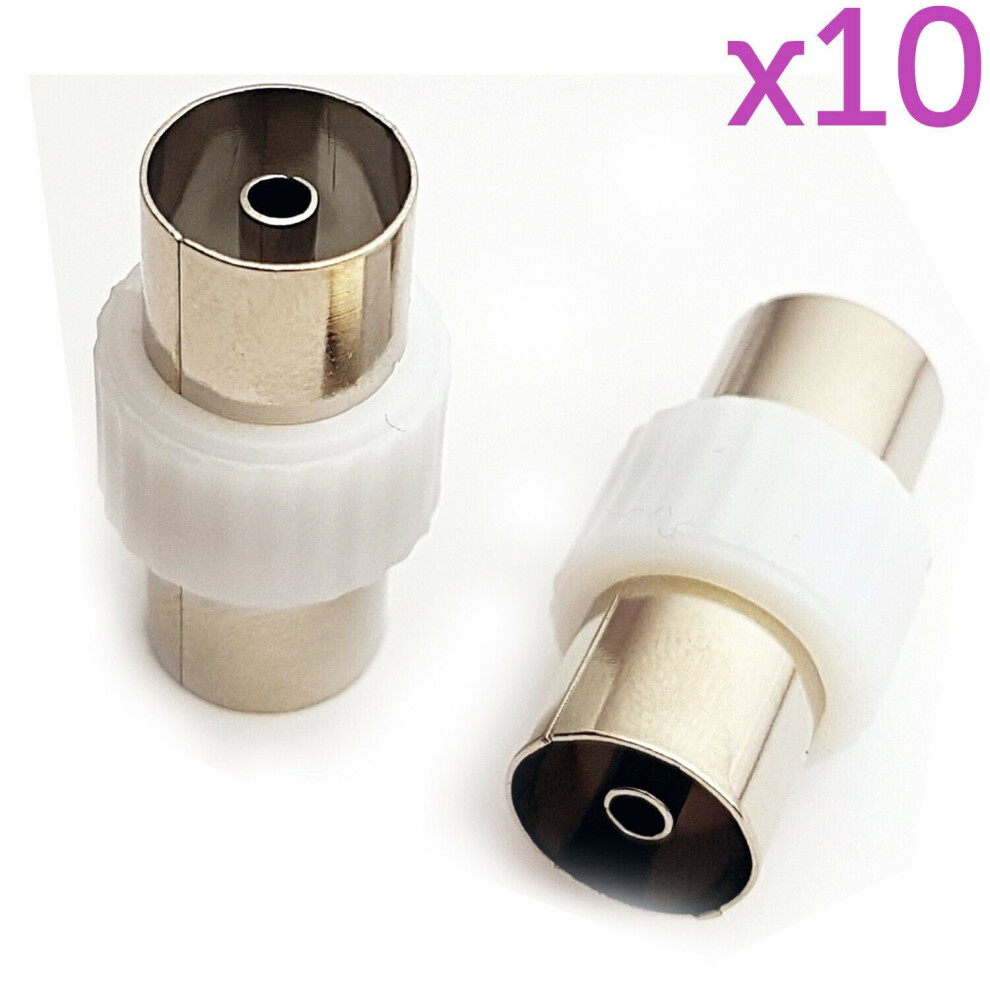 10X Aerial Female To Socket Coupler Adapter Cable Coax Extension Gender Joiner 5055538133411