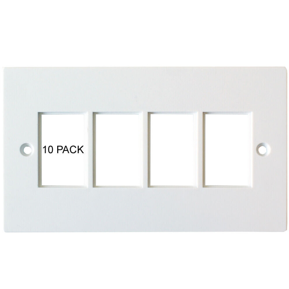 10 Pack Quad 4X Gang Module Modular Frames 25X38mm Lj6c Wall Face Plate Cable 5055538145490