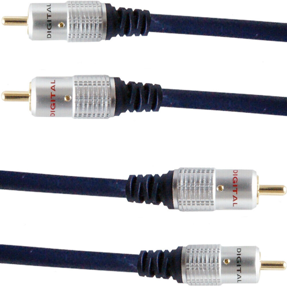 PRO 2m Twin Dual 2 RCA Male to Plug Interconnect Cable Lead Audio PHONO Amp