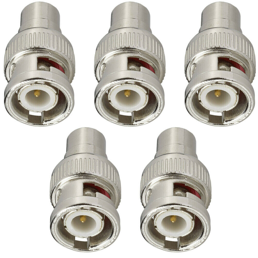 5x BNC Male to 1 RCA PHONO Female Adapter CCTV Camera DVR Video Converter Plug