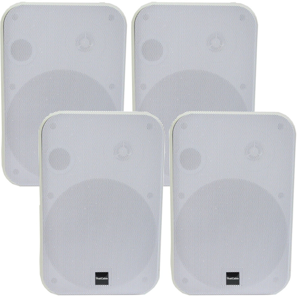 4x 6.5 200W Moisture Resistant Stereo Loud Speakers 8Ohm White Wall Mounted