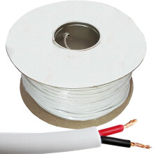 100M WHITE Double Insulated Speaker Cable 2.01mm 100V Volt PA System Reel Drum