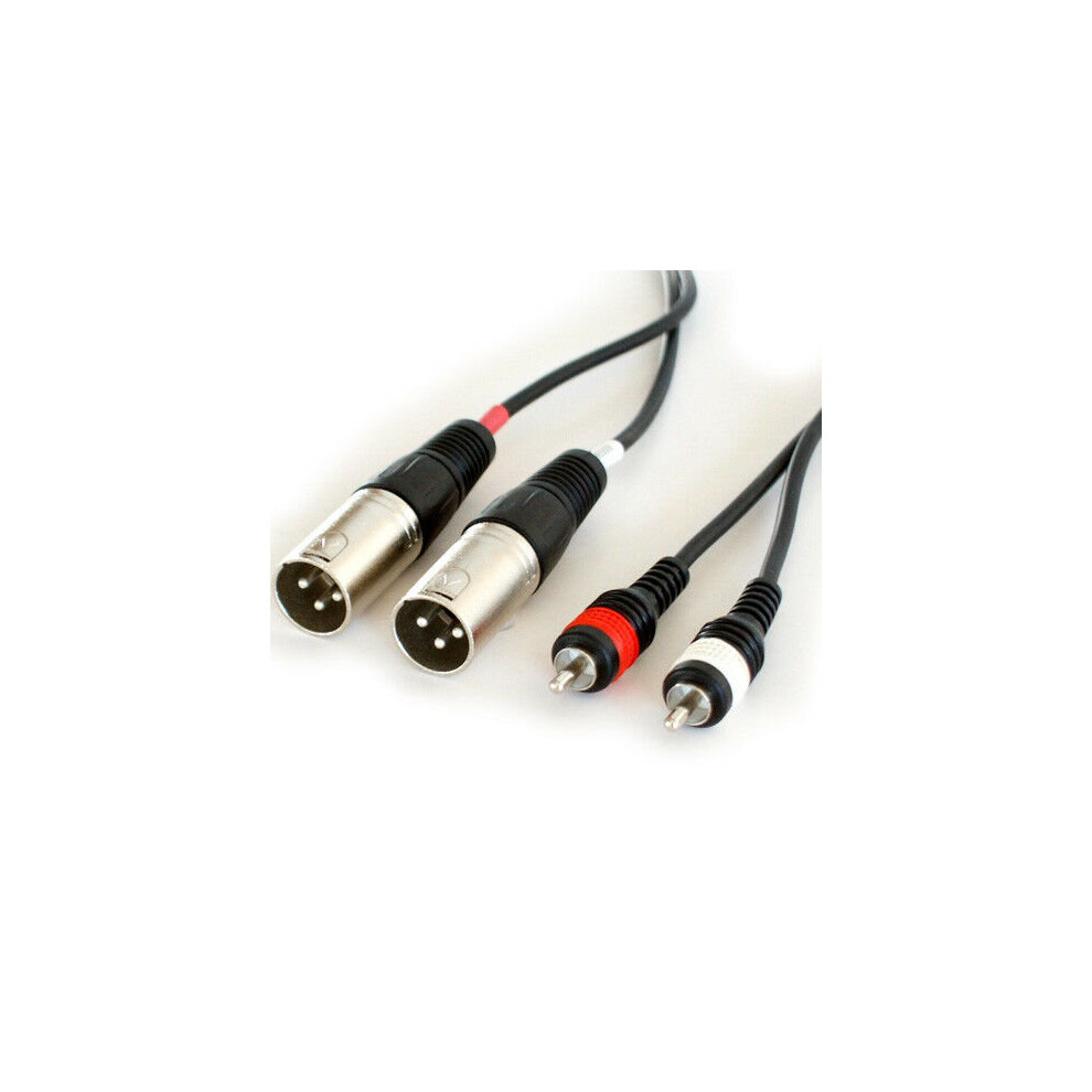 PRO 6m Twin XLR Male to 2x RCA PHONO Male Cable Double Dual Audio Plug Lead