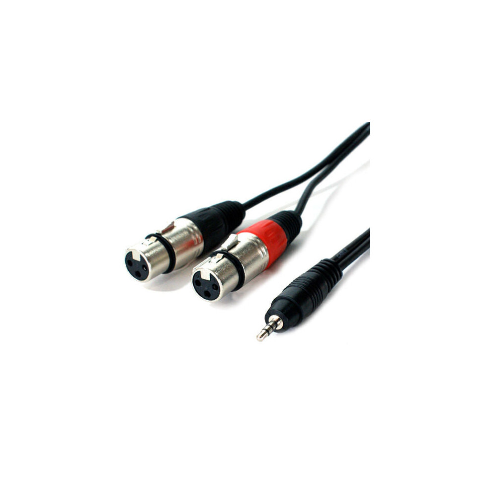 1m 3.5mm Stereo Jack Plug to 2x XLR Female Splitter Cable Lead Laptop Mixer Amp