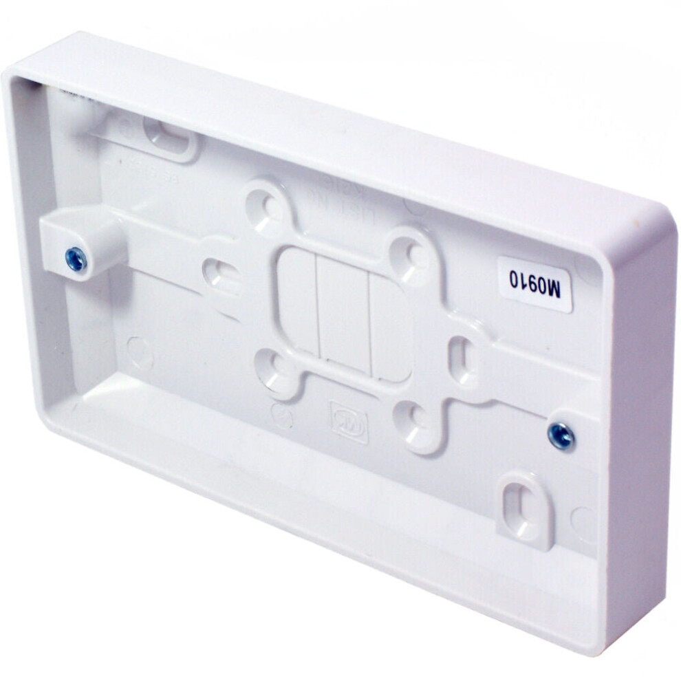 5x 25mm Deep Twin Plastic Surface Mounted Back Box 2 Gang Wall Pattress Outlet