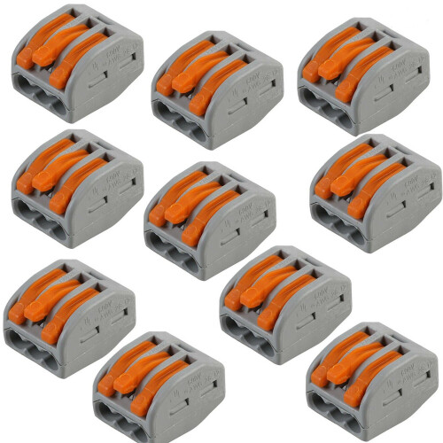 10x 3 Way WAGO Connector 32A Electrical Lever Terminal Block Push Fit