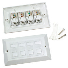 Quad CAT6 Data Wall Outlet Face Plate 4 Port RJ45 Ethernet Network Data Socket