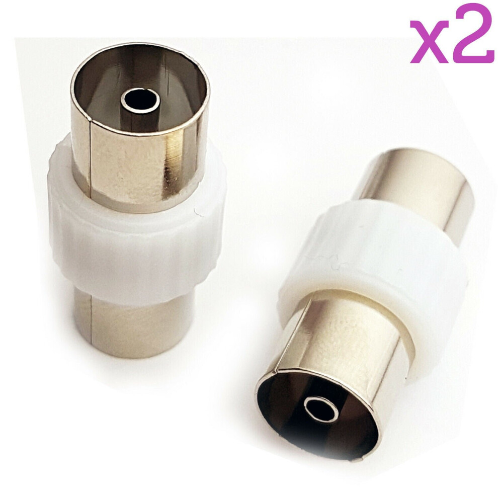 Loops 2X Tv Aerial Female To Socket Coupler Adapter Cable Coax Extension Gender Joiner