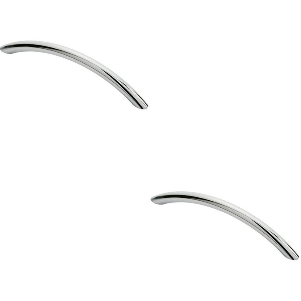Loops 2X Curved Bow Cabinet Pull Handle 153 X 10Mm 128Mm Fixing Centres Chrome