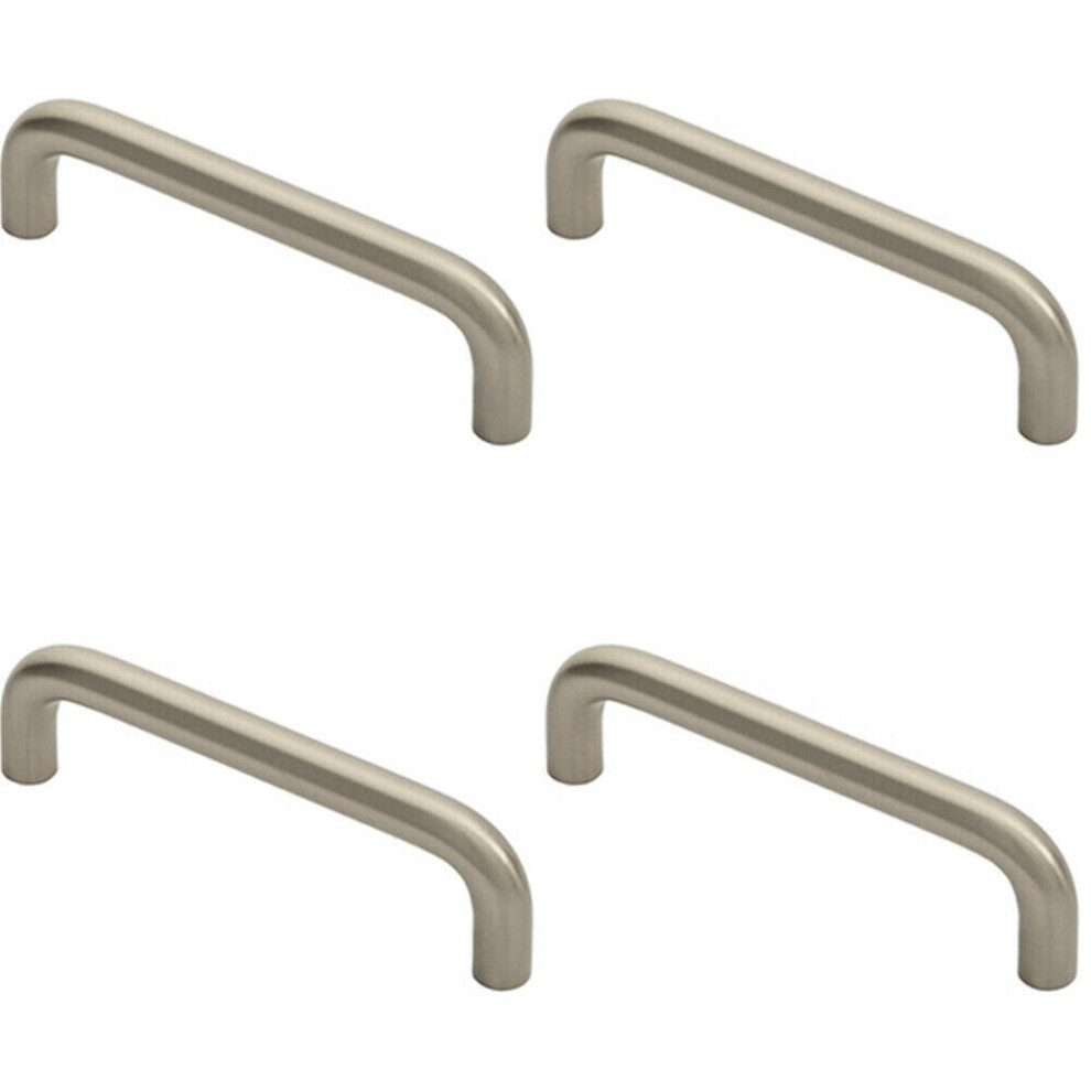 4x Round D Bar Cabinet Pull Handle 106 X 10mm 96mm Fixing Centres Satin Nickel