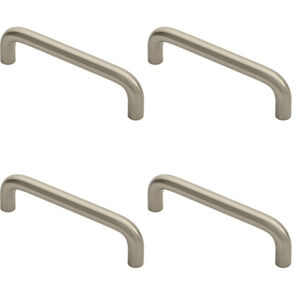 Loops 4X Round D Bar Cabinet Pull Handle 106 X 10Mm 96Mm Fixing Centres Satin Nickel