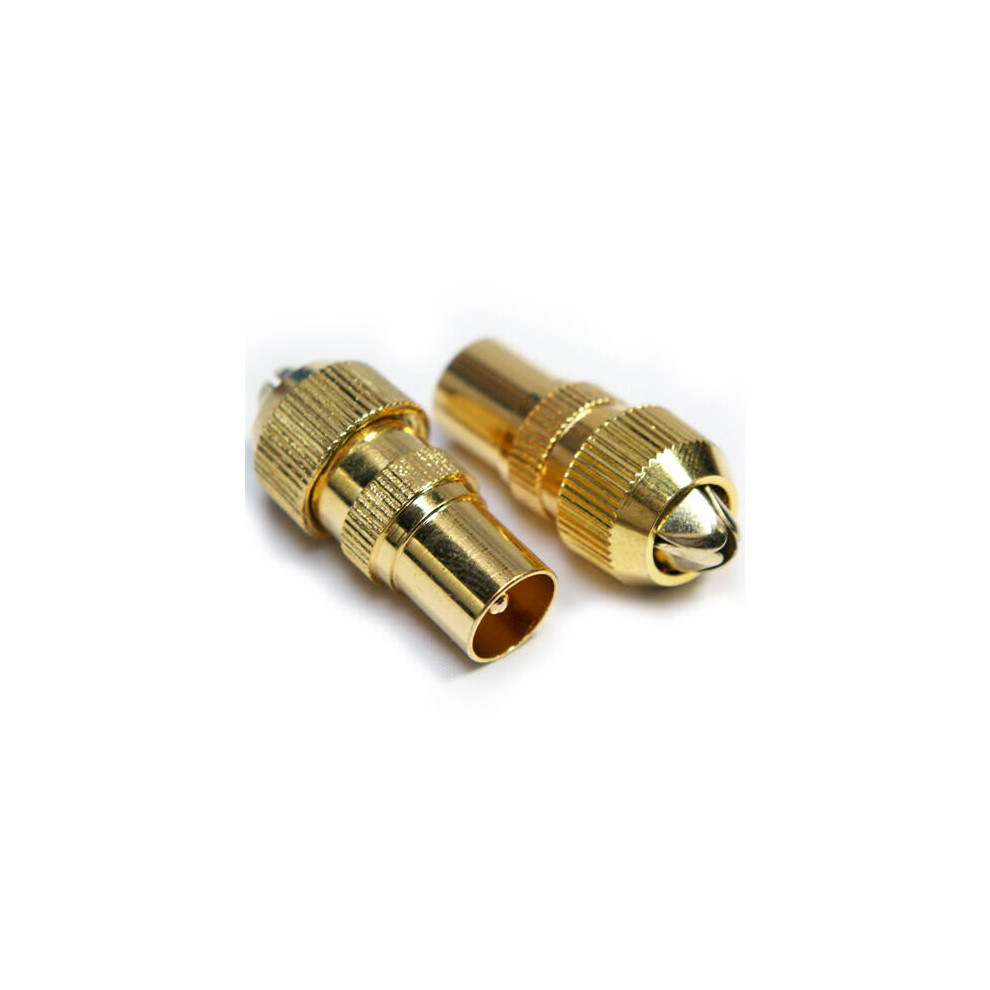 10X Tv Aerial Male Connectors Coaxial Coax Rf Cable Plug Freeview Grip End Gold 5055538100161