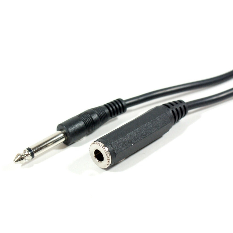 6m 6.35mm 1/4" Mono Plug to Jack Socket Extension Cable Guitar Headphone Lead