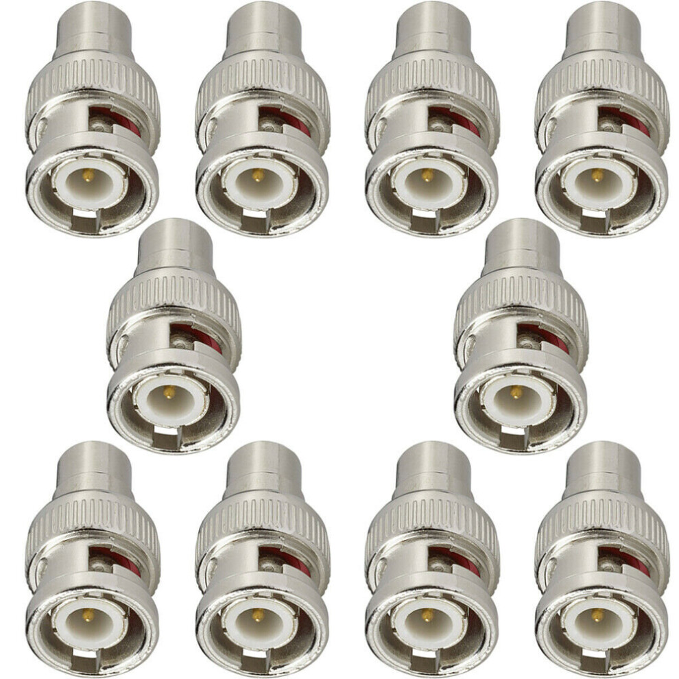 10x BNC Male to 1 RCA PHONO Female Adapter CCTV Camera DVR Video Converter Plug