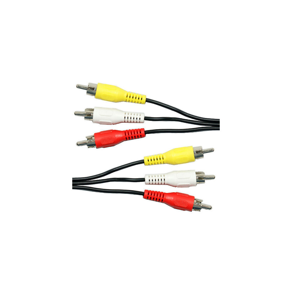 1M 3 Rca Male To Plug Cable Lead Phono Audio & Video Composite Av Tv Dvd Wire Yellow/Red/White 5055538108181