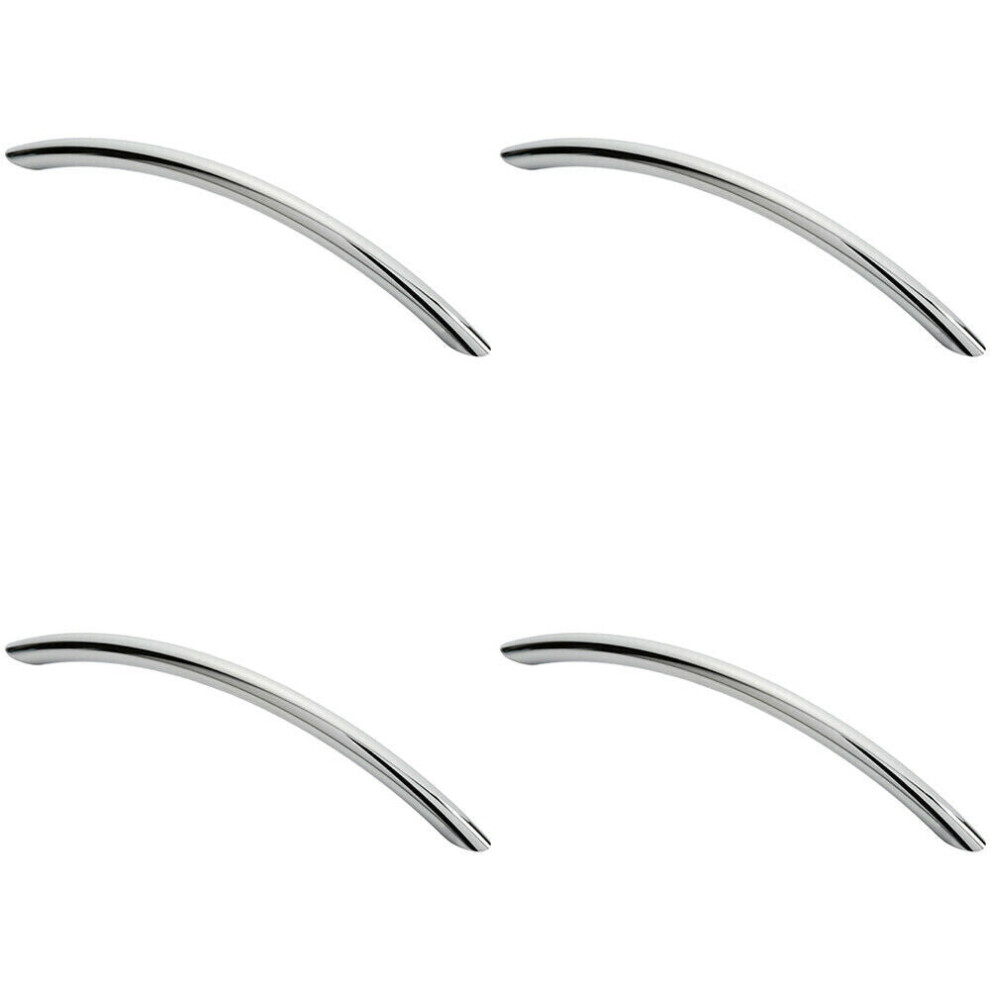 4x Curved Bow Cabinet Pull Handle 190 x 10mm 160mm Fixing Centres Chrome