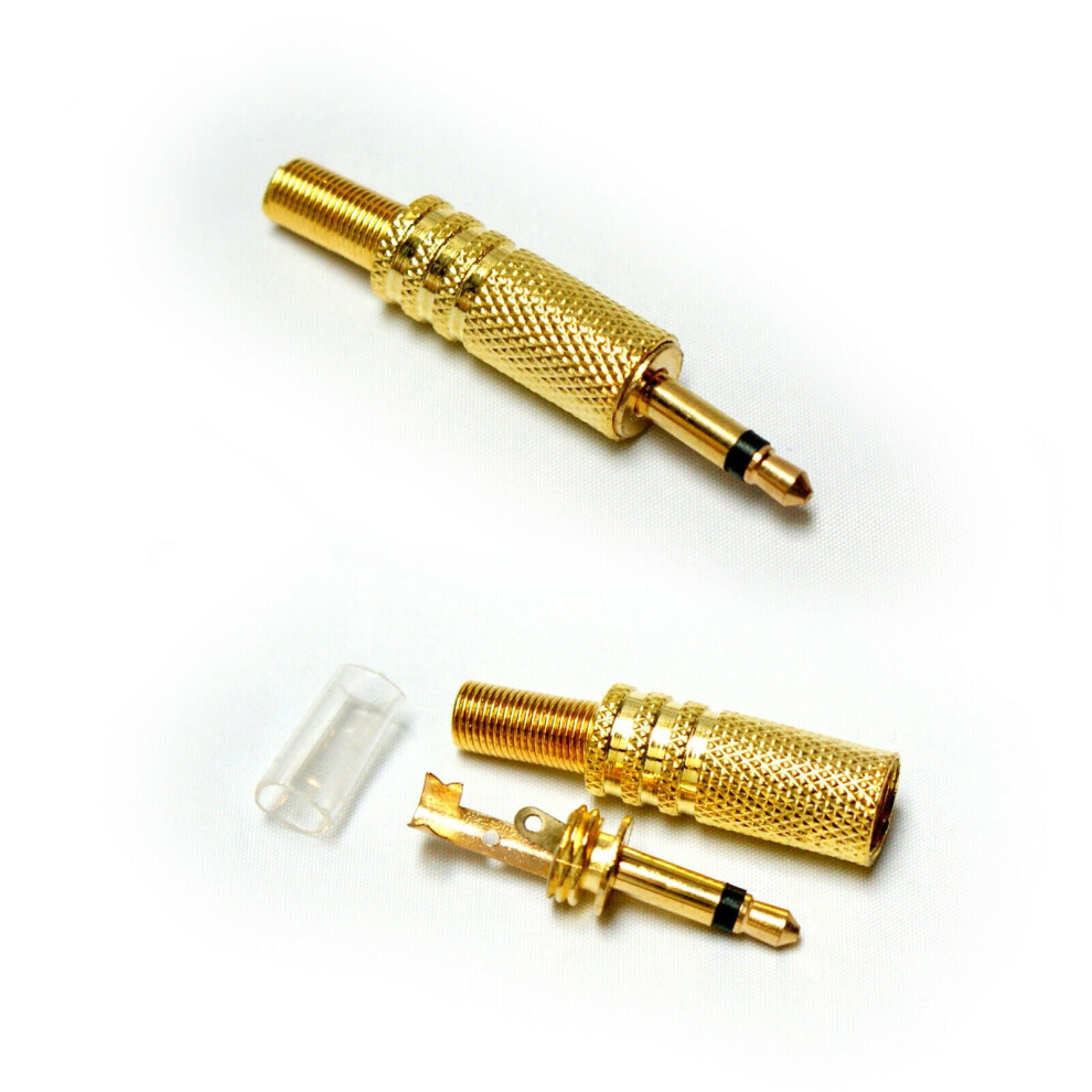 GOLD 3.5mm Mono Jack Plug Solder Connector AUX Audio Video Male to Mixer Amp