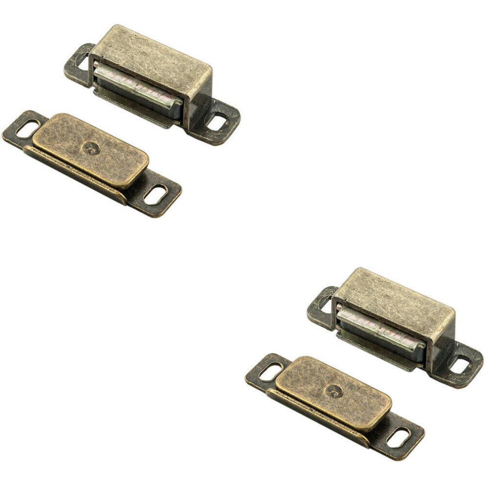 2x Magnetic Cupboard Door Catch 37mm Fixing Centres 6kg Pull Florentine Bronze