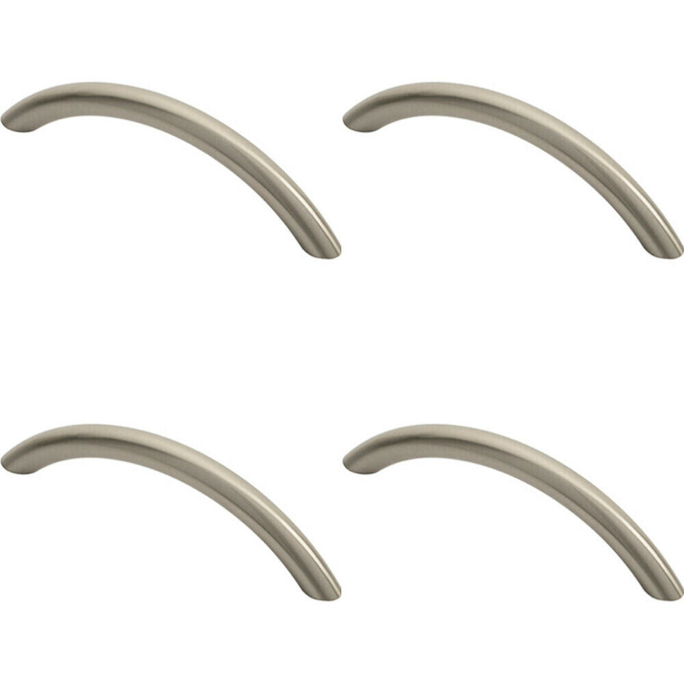 4X Curved Bow Cabinet Pull Handle 119 X 10Mm 96Mm Fixing Centres Satin Nickel 5056524200742
