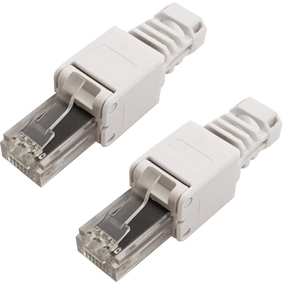 2x RJ45 CAT6a Tool-less Connectors & Boot - UTP Ethernet Plugs - NO CRIMP TOOL