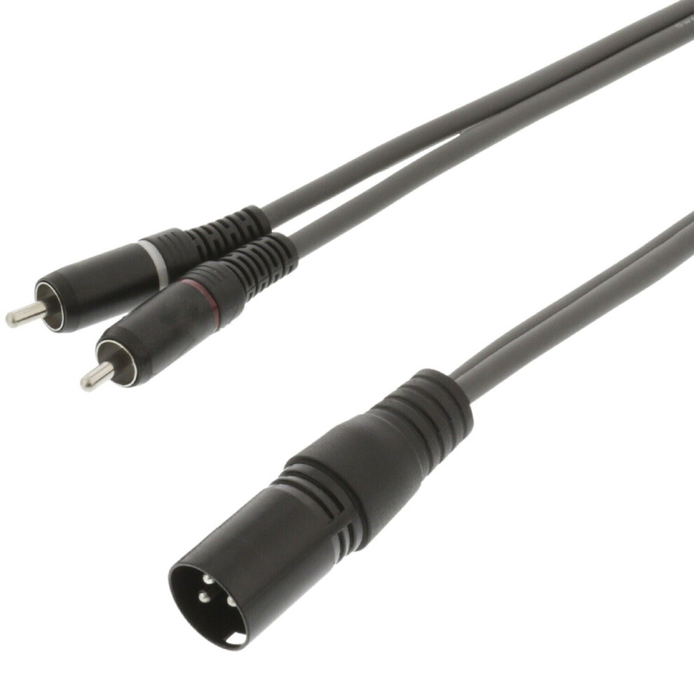 1.5m (Twin) 2x RCA PHONO Male Plug to XLR 3 Pin Male Cable Lead Audio PA Mixer