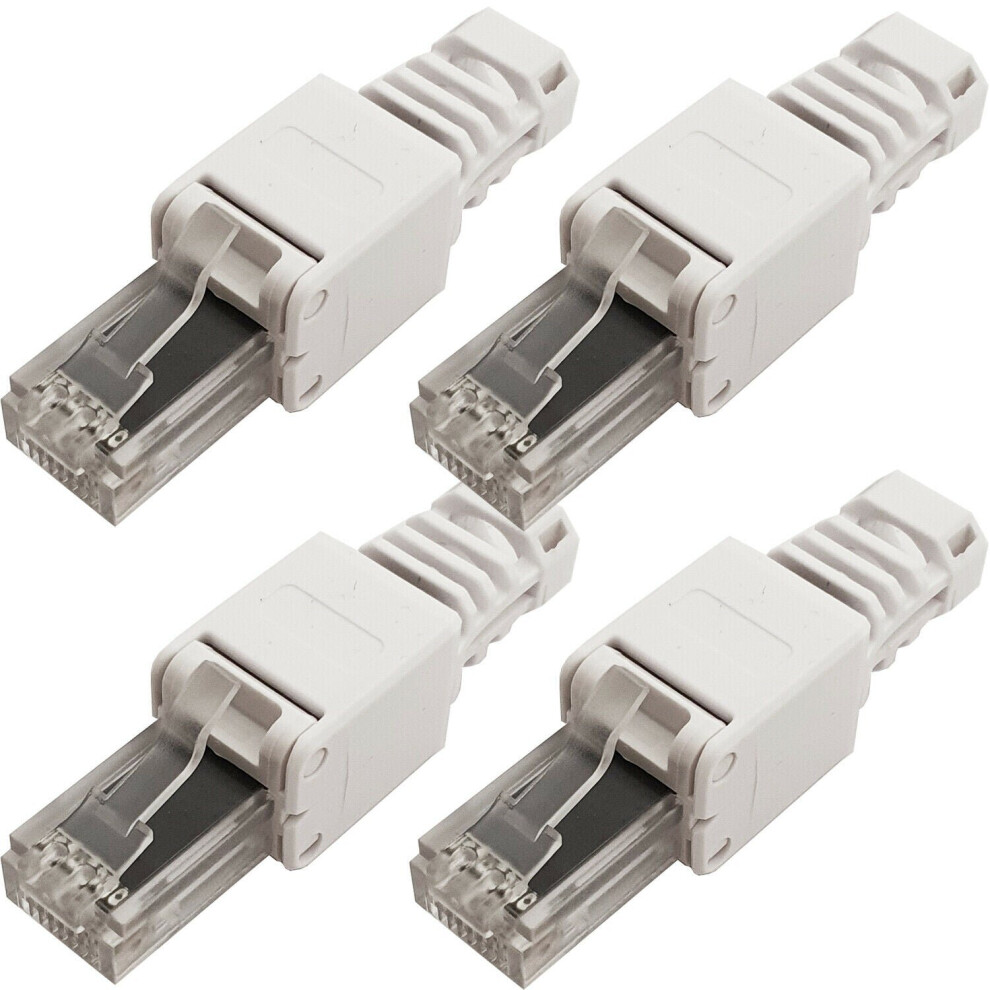 4x RJ45 CAT6a Tool-less Connectors & Boot - UTP Ethernet Plugs - NO CRIMP TOOL