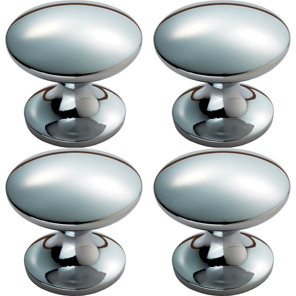 4x Fingertip Cabinet Door Knob 30mm Diameter Polished Chrome Cupboard Handle