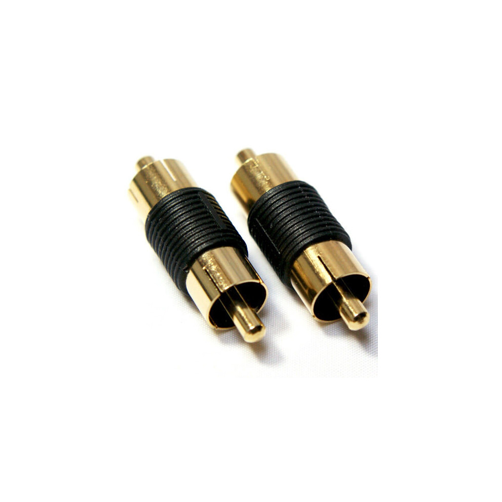 Loops 2X Rca Phono Coupler Male To Plug Audio Adapter Connector Gender Changer Convert Gold