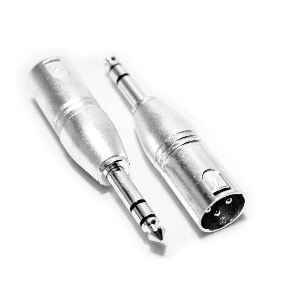 2x 6.35mm 1/4" Stereo Jack Plug To XLR 3 Pin Male Adapter Converter PA Audio Mic