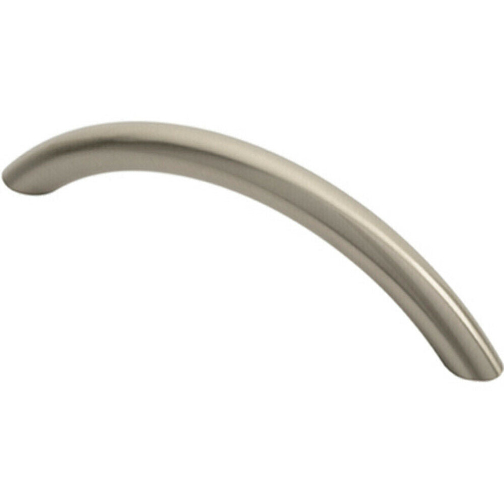 Curved Bow Cabinet Pull Handle 119 X 10Mm 96Mm Fixing Centres Satin Nickel 5056492559859