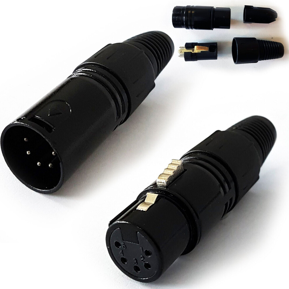 Loops Xlr 5 Pin Male Plug & Female Socket Dmx Connectors Solder For Lighting Cable