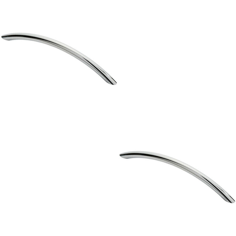 2x Curved Bow Cabinet Pull Handle 190 x 10mm 160mm Fixing Centres Chrome