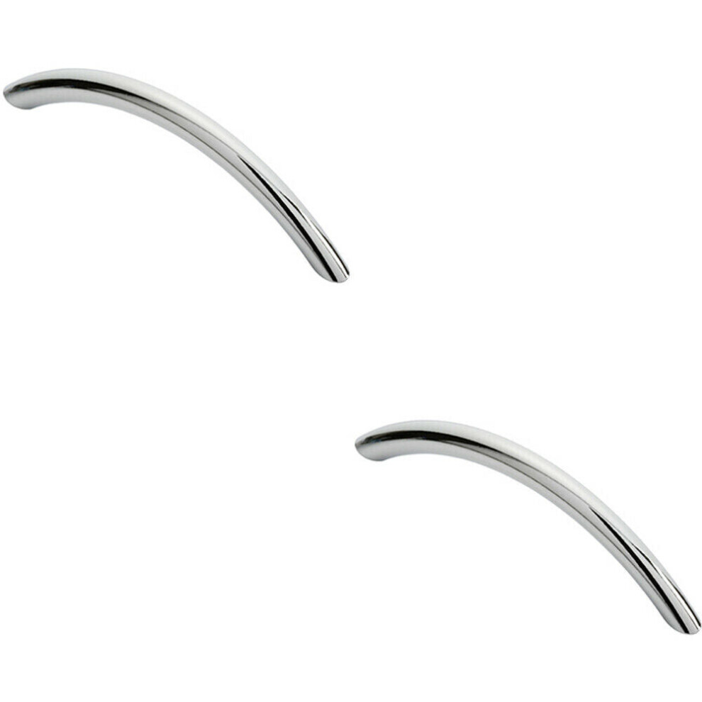 2X Curved Bow Cabinet Pull Handle 119 X 10Mm 96Mm Fixing Centres Chrome