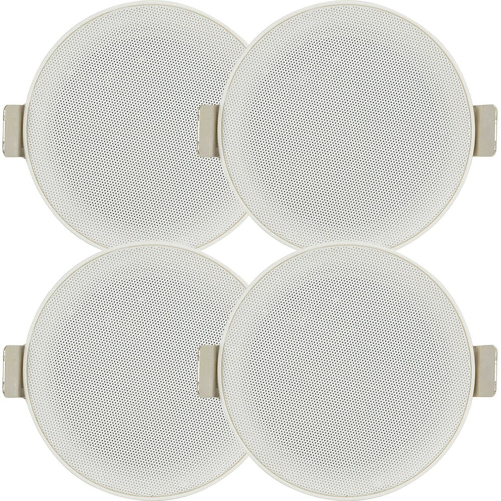 2x PAIR 3" Mini Low Profile Ceiling Speaker 8 OHM 2 Way Compact Mount Slim Line