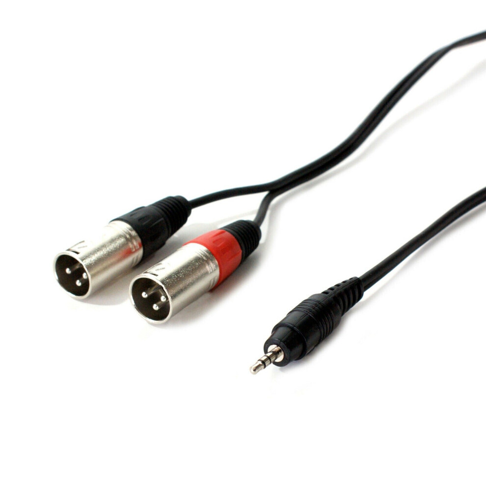 3m 3.5mm Stereo Jack Plug to 2x XLR Male Splitter Cable Lead Laptop PC Mixer Amp