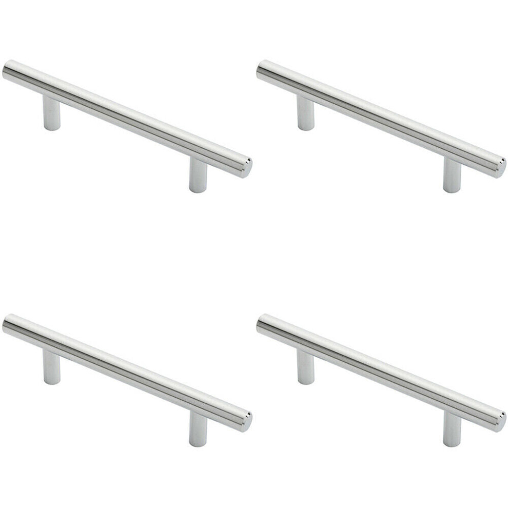 Loops 4X Round T Bar Cabinet Pull Handle 156 X 12Mm 96Mm Fixing Centres Chrome